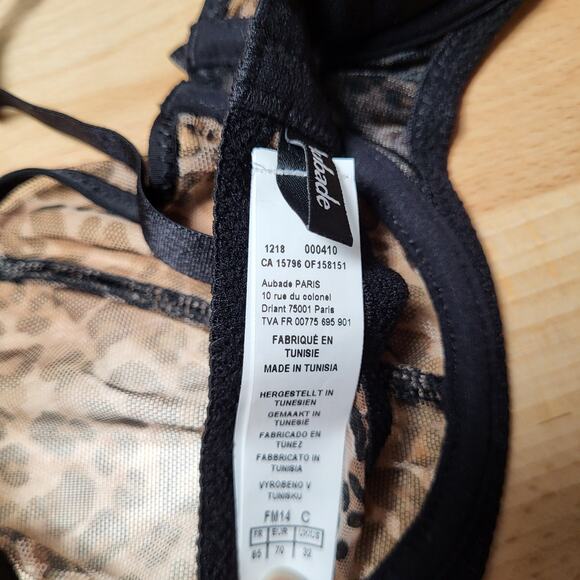 Aubade Paris Nudessence Sheer Leopard Print 32C Half Cup & Briefs Size XS NWT - Picture 9 of 11